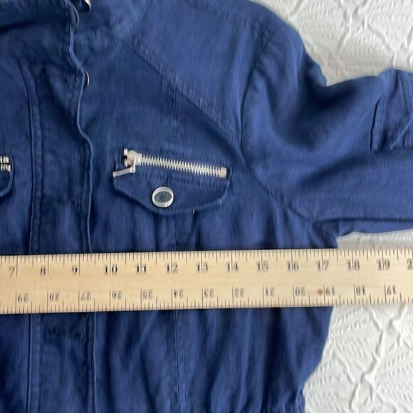 INC Utility Linen Jacket Women’s Navy Size Petite Medium - Picture 13 of 14